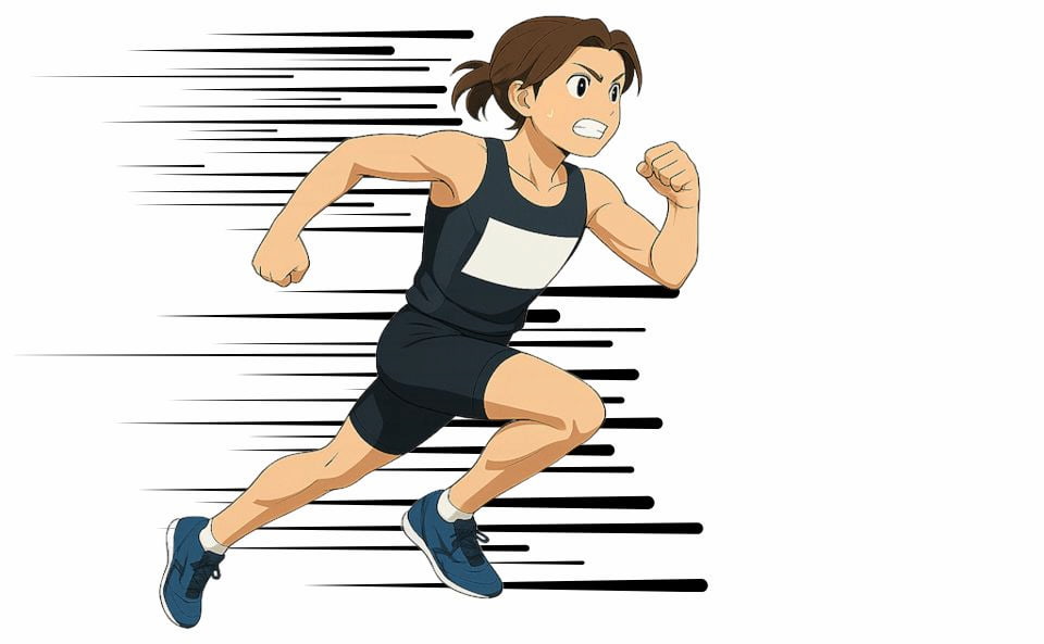 Canvaでスピード線を追加し、キャラクターの動きを強調した画像