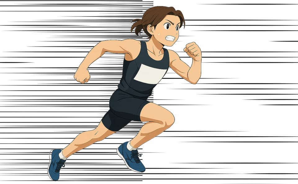 CLIP STUDIO PAINTでスピード線を追加してキャラクターの疾走感を演出した漫画風イラスト
