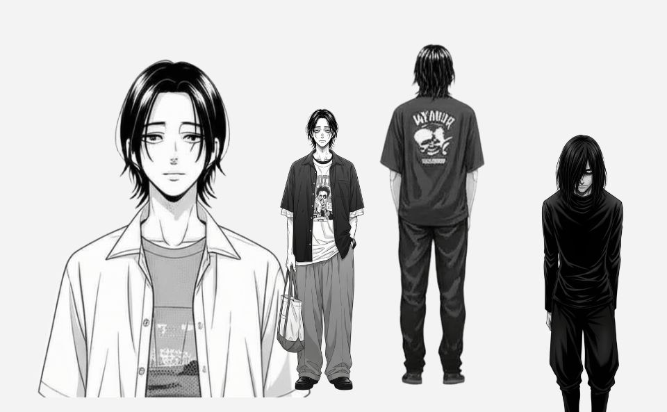 主人公・悠真の3つのキャラクターデザイン案の比較