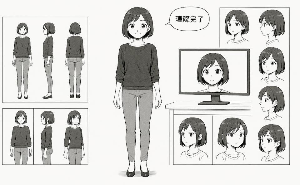 情報を分けて見せることで、AIの理解は驚くほどスムーズに。アングルシートはAI時代の新しい設定資料。