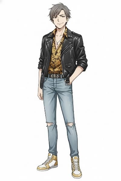 革ジャンを着た男性